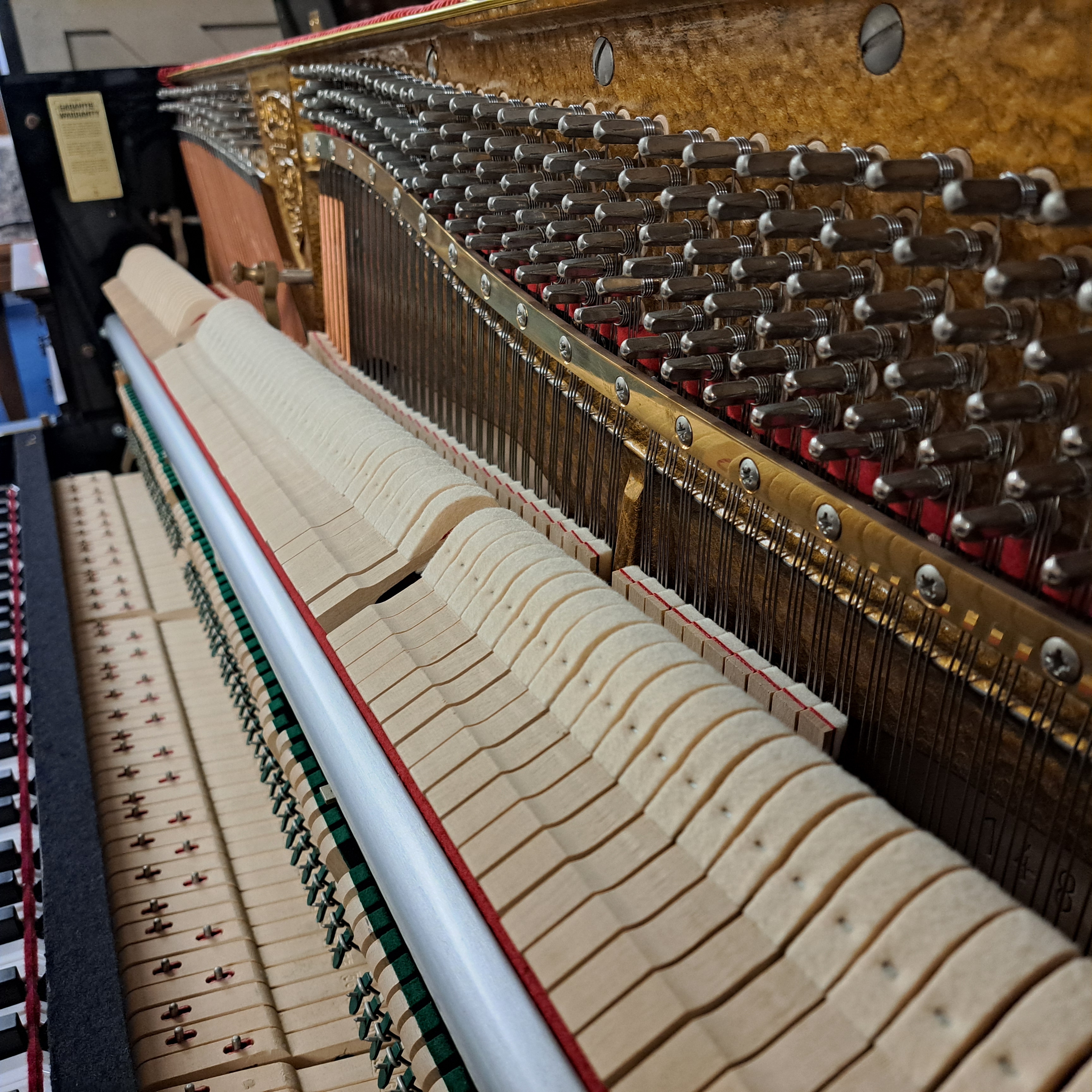 Seiler 116 Upright piano detail photo 4 - Roberts Pianos