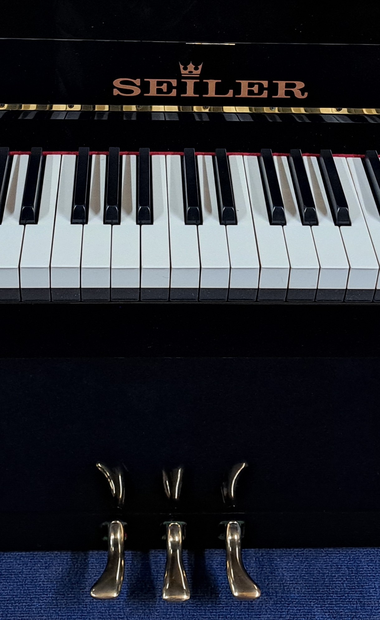 Seiler 116 Upright piano detail photo 5 - Roberts Pianos